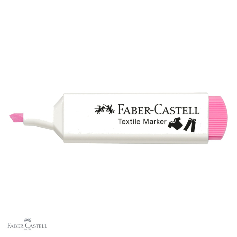 Marker textil roz Faber-Castell, varf tesit 3 grosimi, pentru decorat tesaturi [3]