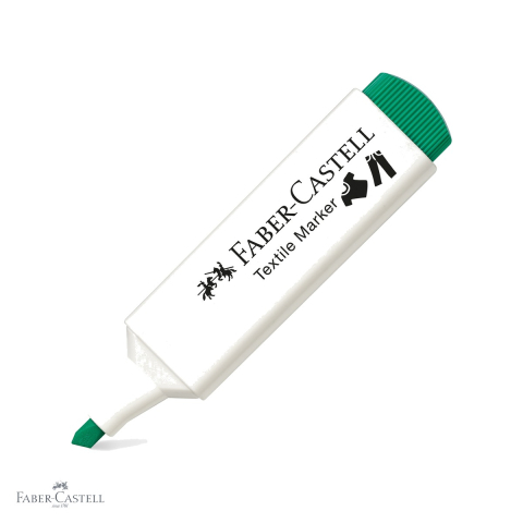 Markere textile - Marker textil verde Faber-Castell, varf tesit 3 grosimi, pentru personalizare tesaturi