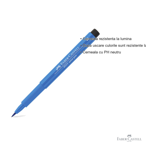 Marker tip pensula Faber-Castell Pitt Artist Pen, albastru inchis, cerneala rezistenta la apa, pentru artisti si designeri [2]