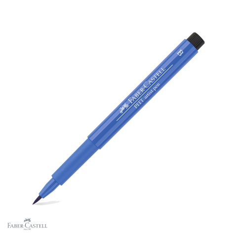 Markere si instrumente de desen artistic - Marker tip pensula Faber-Castell Pitt Artist Pen, cerneala albastru cobalt, rezistenta la apa, pentru artisti si designeri