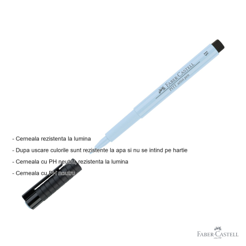 Marker tip pensula Faber-Castell Pitt Artist Pen, cerneala albastru gheata, rezistenta la apa, pentru artisti si designeri [1]