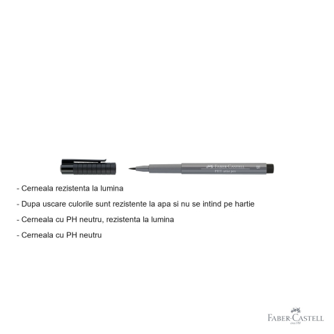 Marker tip pensula Faber-Castell Pitt Artist Pen, cerneala gri rece, pentru artisti si designeri [1]