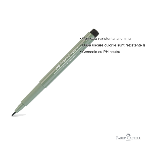 Marker tip pensula Faber-Castell Pitt Artist Pen, cerneala rezistenta la apa, culoare verde arctic, pentru artisti si designeri [2]