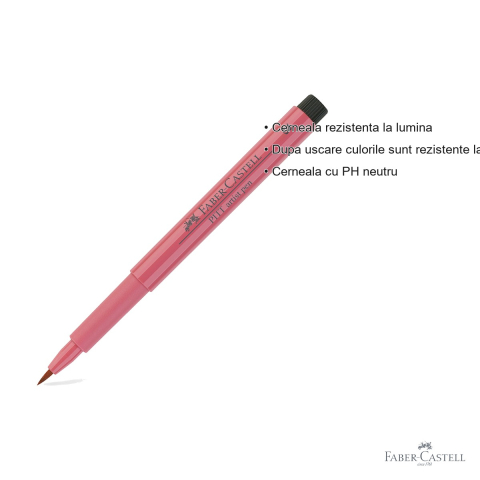 Marker tip pensula Faber-Castell Pitt Artist Pen, cerneala roz flesh, varf flexibil pentru arta si grafica [2]