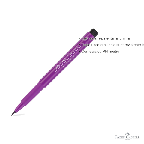 Marker tip pensula Faber-Castell Pitt Artist Pen, cerneala roz purpuriu rezistenta la apa, pentru artisti si designeri [2]