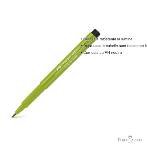 Marker tip pensula Faber-Castell Pitt Artist Pen, cerneala verde crud, rezistent la apa, pentru artisti si designeri [2]