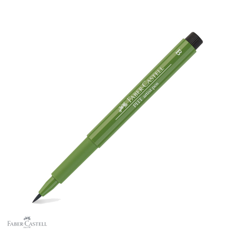 Markere si instrumente de desen artistic - Marker tip pensula Faber-Castell Pitt Artist Pen, cerneala verde oliv, rezistenta la apa, pentru artisti si designeri