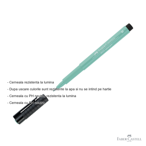 Marker tip pensula Faber-Castell Pitt Artist Pen, cerneala verde phtalo, rezistenta la apa, pentru artisti si designeri [1]