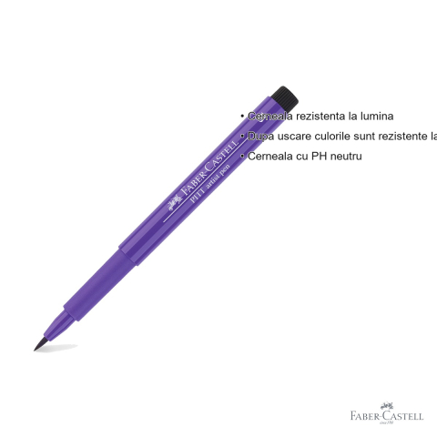 Marker tip pensula Faber-Castell Pitt Artist Pen, cerneala violet purpuriu rezistenta la apa, pentru artisti si designeri [2]