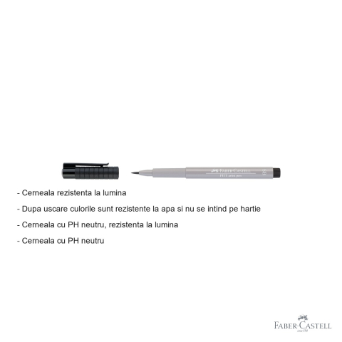 Marker tip pensula Faber-Castell Pitt Artist Pen Soft Brush, cerneala gri rezistenta la apa, pentru artisti si designeri [1]