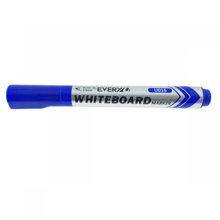 Marker whiteboard albastru, varf rotund 2.5 mm, scriere lina, model Everyday 016, lungime 144 mm, stergere uscata, pentru tabla de scris, melaminat, sticla si alte suprafete neporoase [1]