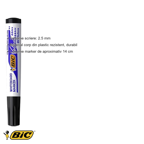 Marker whiteboard Bic Velleda 1701, negru, varf rotund 2.5 mm, pentru table albe si prezentari [2]