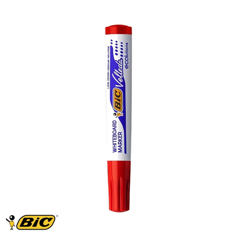 Birotica papetarie - Marker whiteboard Bic Velleda 1701, varf rotund 2.5 mm, cerneala rosie pe baza de alcool, pentru tabla alba