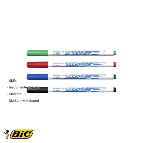 Marker whiteboard Bic Velleda 1721, varf 1.0 mm, cerneala neagra pe baza de alcool, pentru prezentari si sedinte [1]