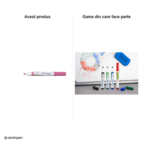 Marker whiteboard Centropen 8559, varf rotund 2.5 mm, cerneala roz [5]