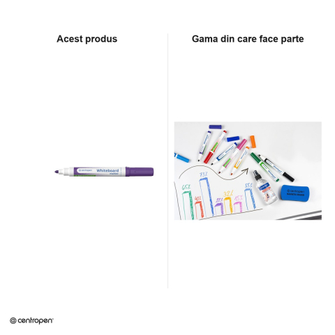 Marker whiteboard Centropen 8559, varf rotund 2.5 mm, cerneala violet [6]