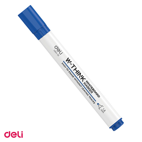 Marker pentru tabla de scris - Marker whiteboard Deli, varf rotund 2 mm, cerneala albastra