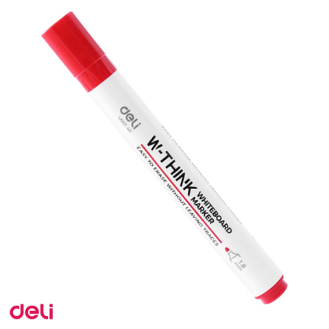 Marker pentru tabla de scris - Marker whiteboard Deli, varf rotund 2 mm, cerneala rosie