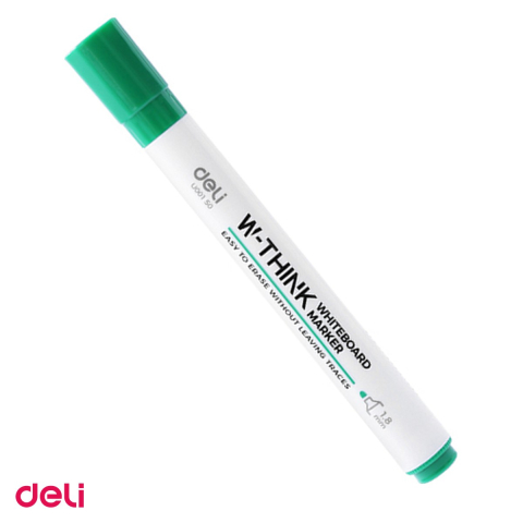 Marker pentru tabla de scris - Marker whiteboard Deli, varf rotund 2 mm, cerneala verde