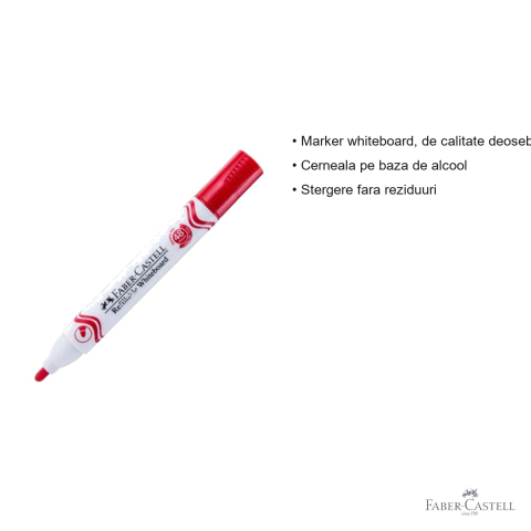 Marker whiteboard Faber-Castell W20, varf 2,25 mm, cerneala pe baza de alcool, rosu [2]