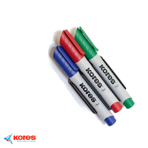 Marker whiteboard Kores Eco, varf 3mm, culoare albastra, scriere fluida pe table albe [4]