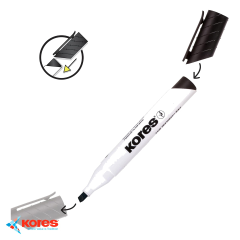 Marker whiteboard Kores, varf rotund 1-3 mm, culoare magenta, scriere fluida pentru table albe si flip chart [3]