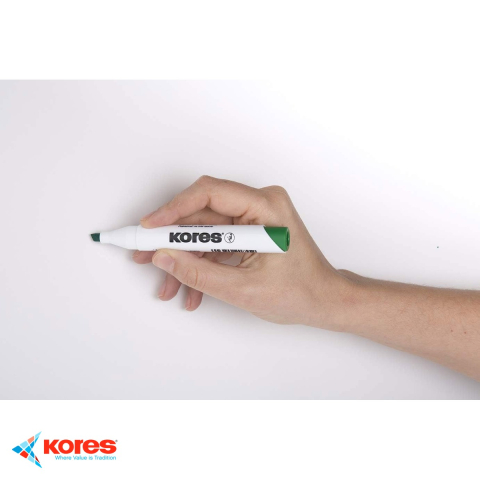 Marker whiteboard Kores, varf rotund 3mm, cerneala rosie, uscare rapida, pentru tabla alba si flip chart [3]