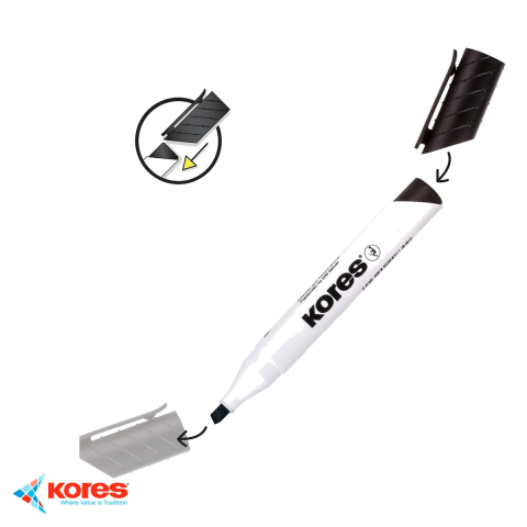 Marker whiteboard Kores, varf tesit, cerneala verde cu uscare rapida, pentru whiteboard si flipchart [4]