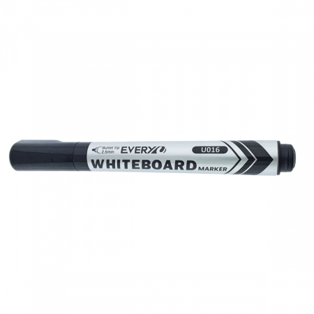 Marker whiteboard negru, varf rotund 2.5 mm, scriere lina, model Everyday 016, lungime 144 mm, stergere uscata, pentru tabla de scris, melaminat, sticla si alte suprafete neporoase [1]