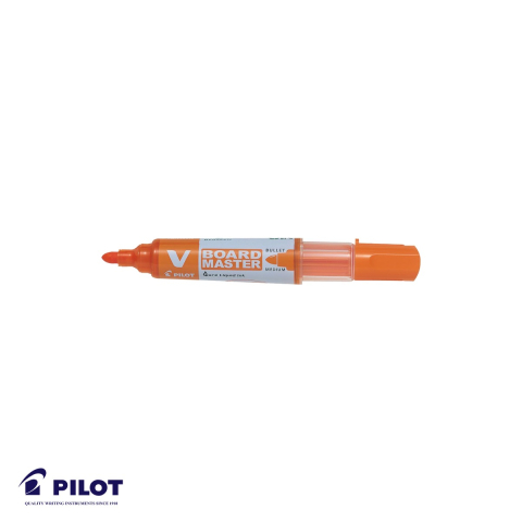 Accesorii prezentare - Marker whiteboard Pilot Vboard, varf rotund 6mm, cerneala portocalie, reincarcabil, din plastic reciclat
