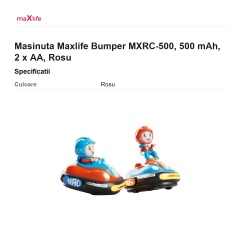 Masinuta Maxlife Bumper MXRC-500, 500 mAh, 2 x AA, Rosu [2]
