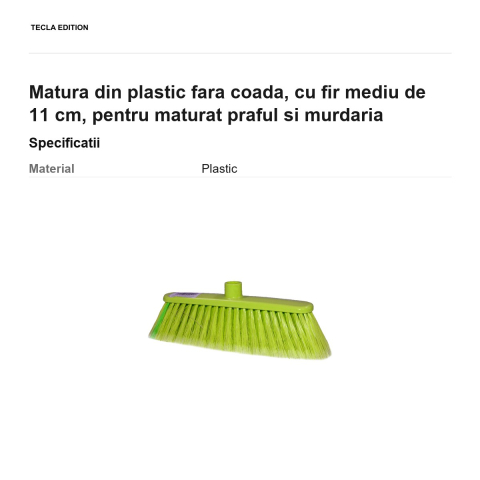 Matura din plastic fara coada, cu fir mediu de 11 cm, pentru maturat praful si murdaria [2]