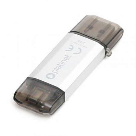 Memorie USB, Platinet, 2 in 1, 32 GB, Negru/Argintiu [2]