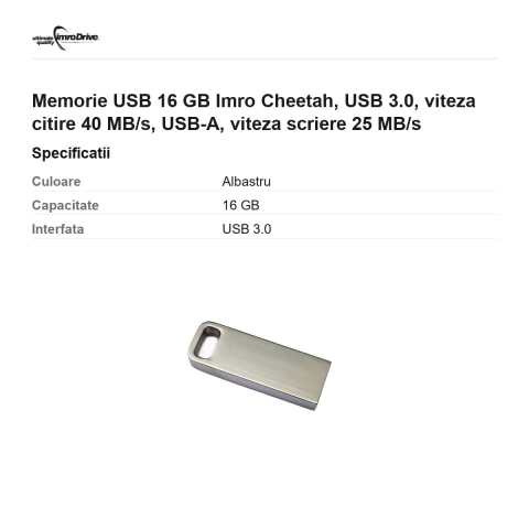 Memorie USB 16 GB Imro Cheetah, USB 3.0, viteza citire 40 MB/s, USB-A, viteza scriere 25 MB/s [2]
