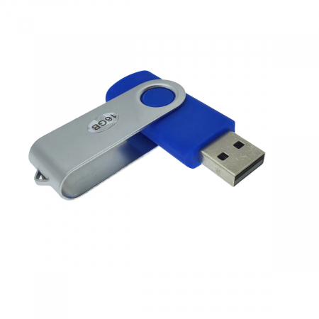 Medii de stocare - Memorie USB 2.0 de capacitate 16 Gb, personalizabila, capac rotativ, albastru cu argintiu