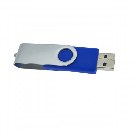 Memorie USB 2.0 de capacitate 16 Gb, personalizabila, capac rotativ, albastru cu argintiu [2]