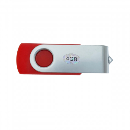 Memorie 4 Gb - Memorie USB 2.0 de capacitate 4 Gb, personalizabila, capac rotativ, rosu cu argintiu