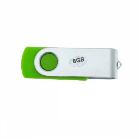 Memorie USB 2.0 de capacitate 8 Gb, personalizabila, capac rotativ, verde cu argintiu [1]