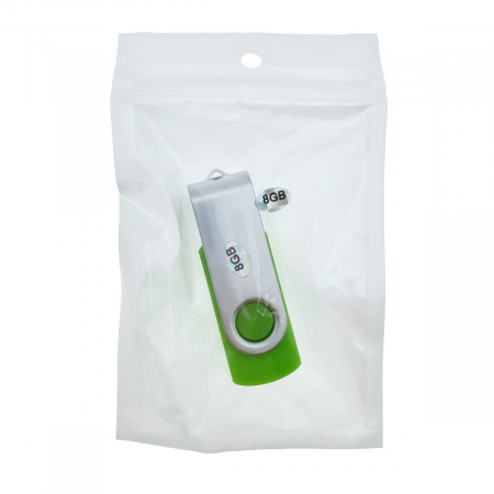Memorie USB 2.0 de capacitate 8 Gb, personalizabila, capac rotativ, verde cu argintiu [5]