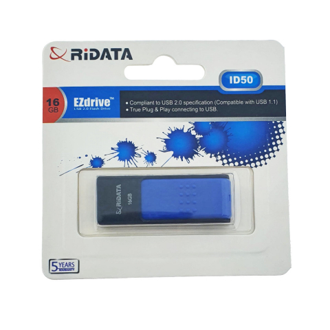 Memorie 16 Gb - Memorie USB 2.0 Flash Drive RiDATA 16 GB, EZdrive ID50, conector retractabil, albastru