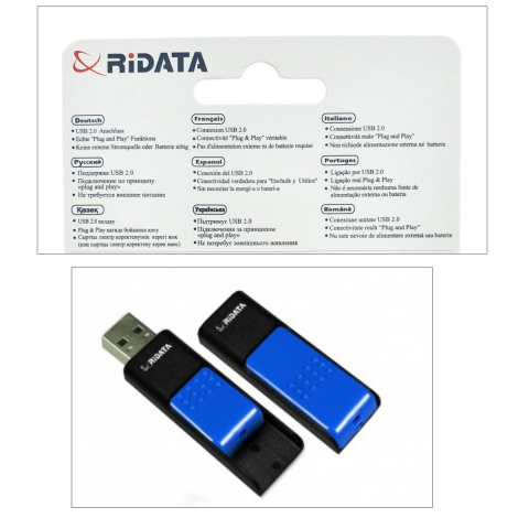Memorie USB 2.0 Flash Drive RiDATA 16 GB, EZdrive ID50, conector retractabil, albastru [3]