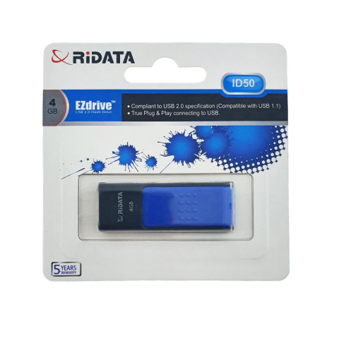 Memorie 4 Gb - Memorie USB 2.0 Flash Drive RiDATA 4 GB, EZdrive ID50, conector retractabil, albastru