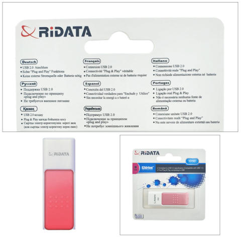 Memorie USB 2.0 Flash Drive RiDATA 8 GB, EZdrive ID50, conector retractabil, roz [3]