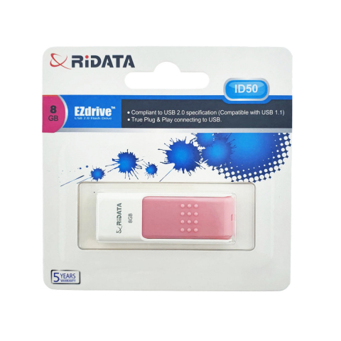 Medii de stocare - Memorie USB 2.0 Flash Drive RiDATA 8 GB, EZdrive ID50, conector retractabil, roz