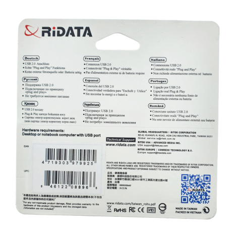 Memorie USB 2.0 Flash Drive RiDATA 8 GB, EZdrive PD13, conector retractabil, alb [4]