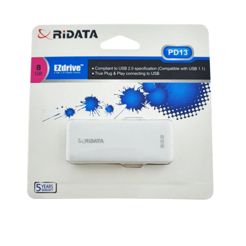 Medii de stocare - Memorie USB 2.0 Flash Drive RiDATA 8 GB, EZdrive PD13, conector retractabil, alb