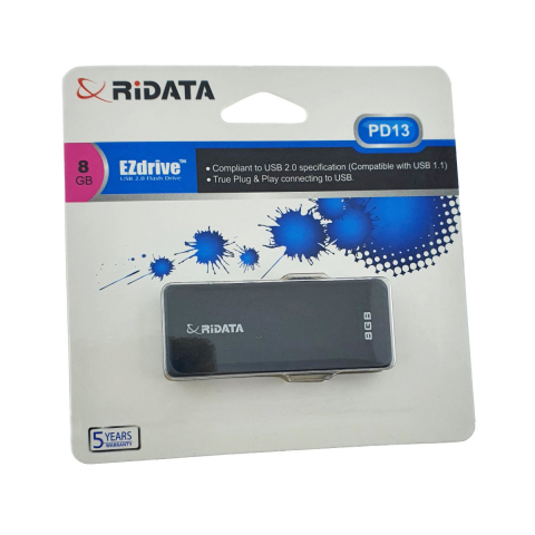 Medii de stocare - Memorie USB 2.0 Flash Drive RiDATA 8 GB, EZdrive PD13, conector retractabil, negru