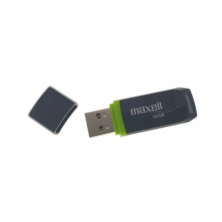 Memorie 32 Gb - Memorie USB 2.0 Maxell 32 Gb, Speedboat, cu capac, neagra cu verde