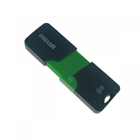 Memorie USB 2.0 Maxell 8Gb, USBFlix, retractabila, negru cu verde [1]