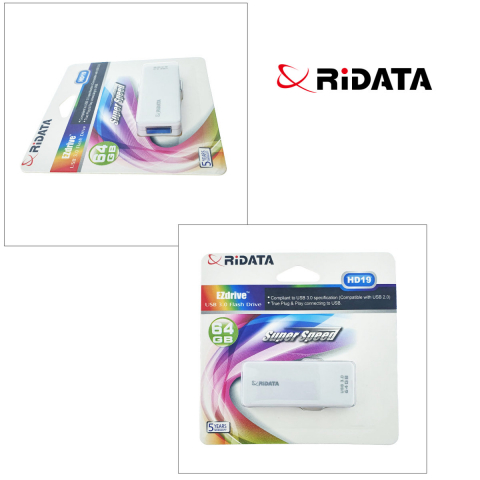 Memorie USB 3.0 Flash Drive RiDATA 64 GB, EZdrive HD19WT, conector retractabil, alba [1]